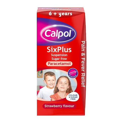 Calpol SixPlus Sugar Free Suspension Strawberry Flavour 250mg/5ml 200ml